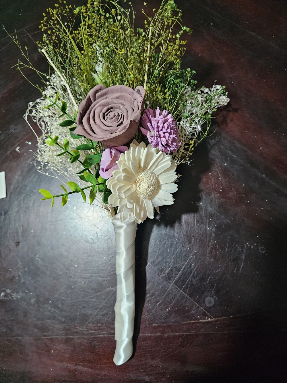Hand-Tied Lavender and Cream Dried Sola Wood Floral Bouquet(7)